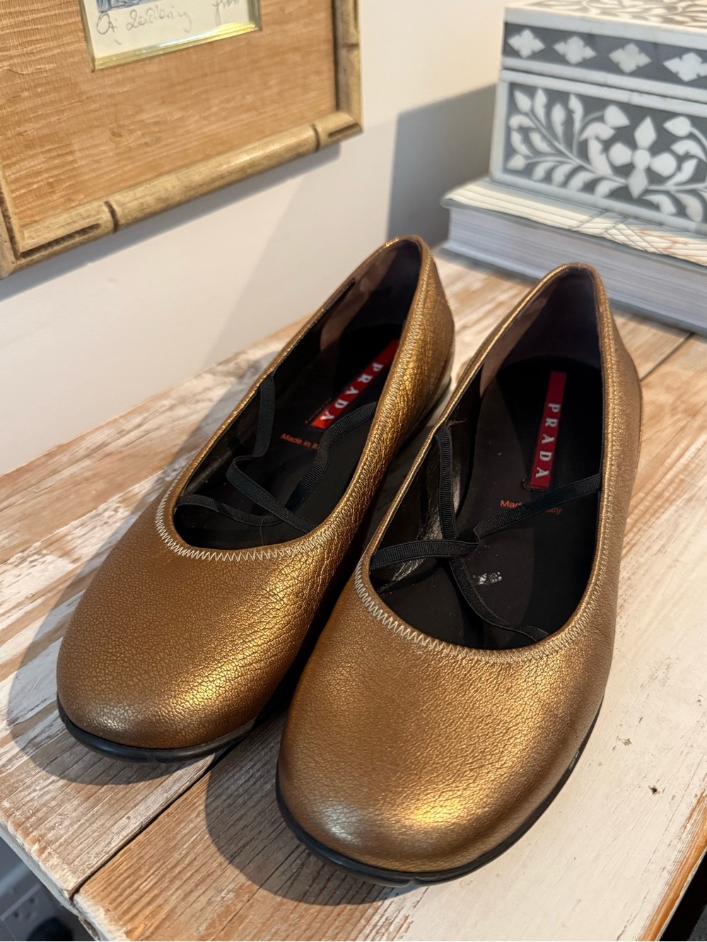 Prada Metallic Gold Ballet Flats- Make offer! Downsizing closet